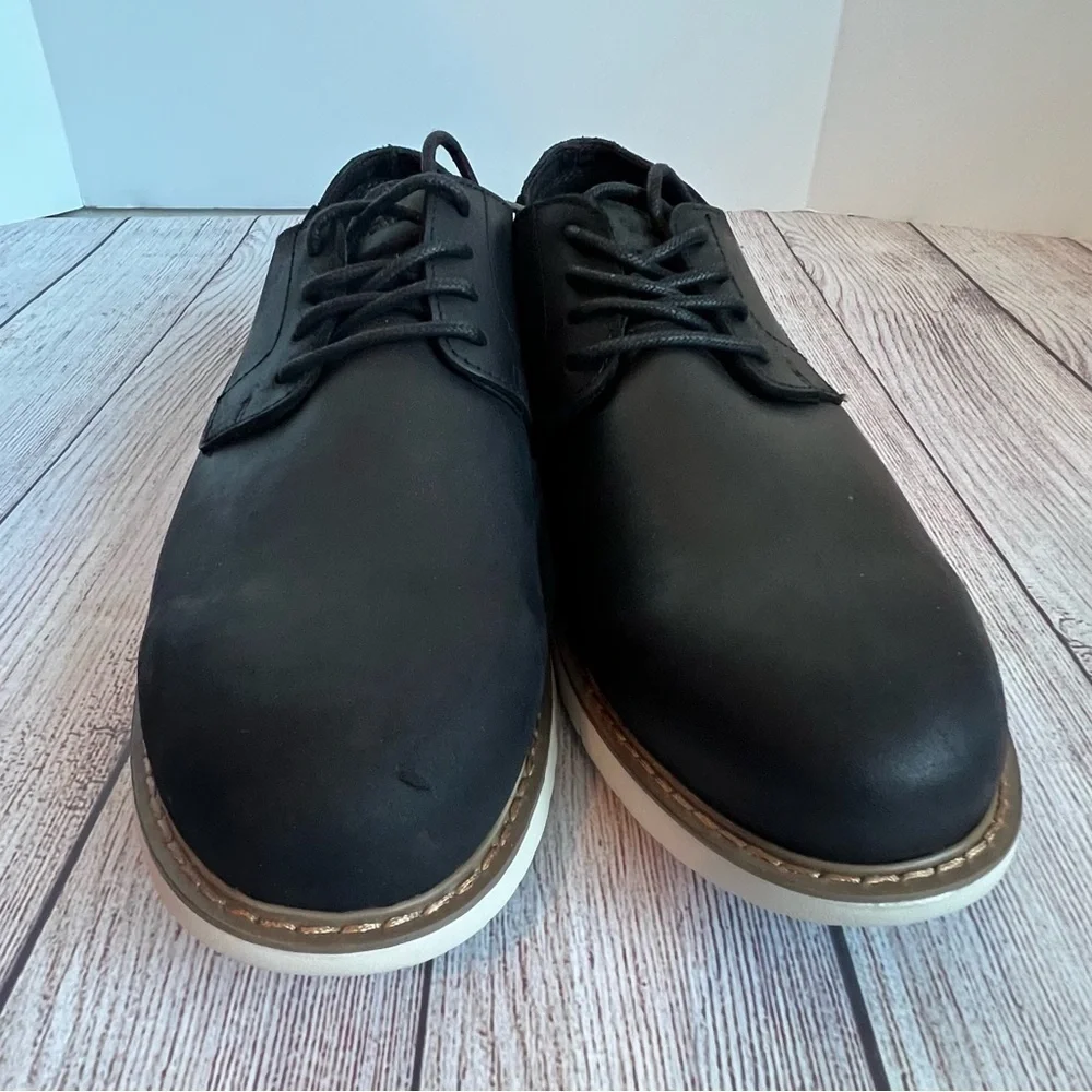 TOMS Black Leather Navi Oxfords Shoes 12